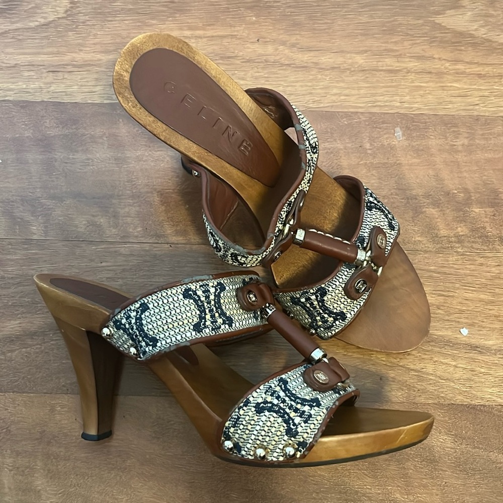 Vintage Celine Triomphe Sandal Mule Size 39
